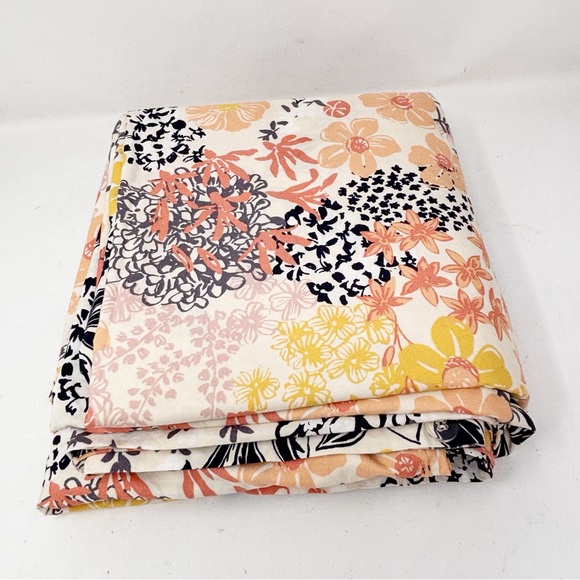 GARNET HILL Multicolor MEADOW FLORAL Organic Cotton Duvet Cover Button Close - Picture 12 of 13